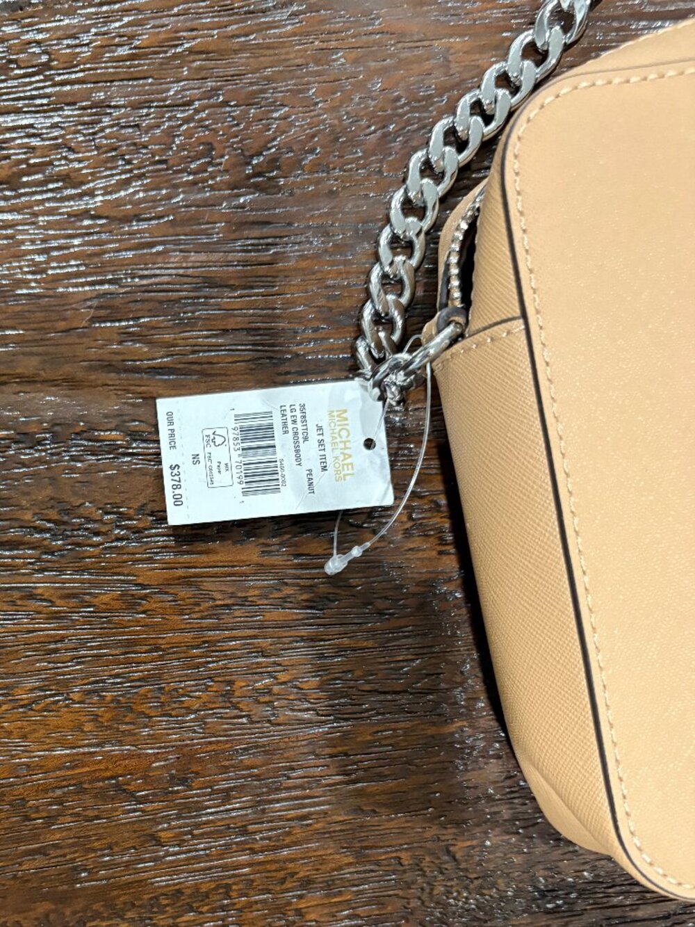 Michael Kors Jet Set Item LG EW Crossbody Peanut  Light Carmel in color NEW - Picture 6 of 7